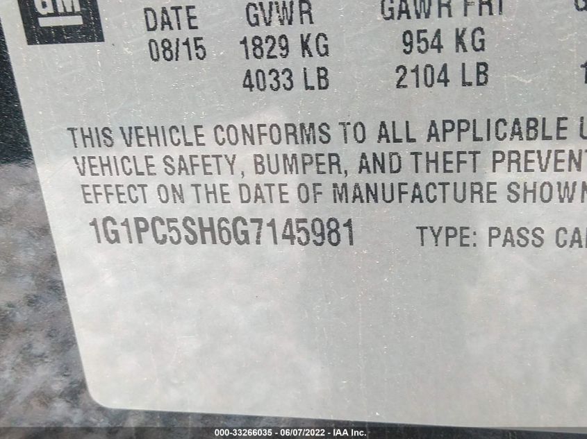 2016 CHEVROLET CRUZE LIMITED LS 1G1PC5SH6G7145981