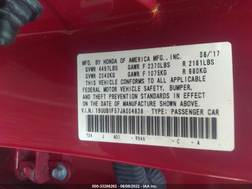 2018 ACURA TLX TECH 19UUB1F57JA004838