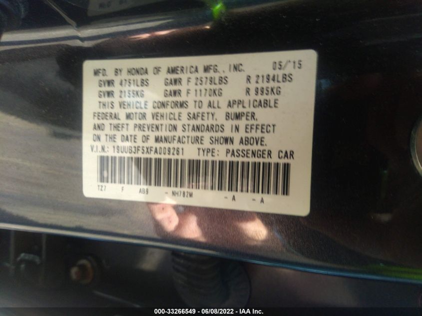 2015 ACURA TLX V6 TECH 19UUB3F5XFA009261