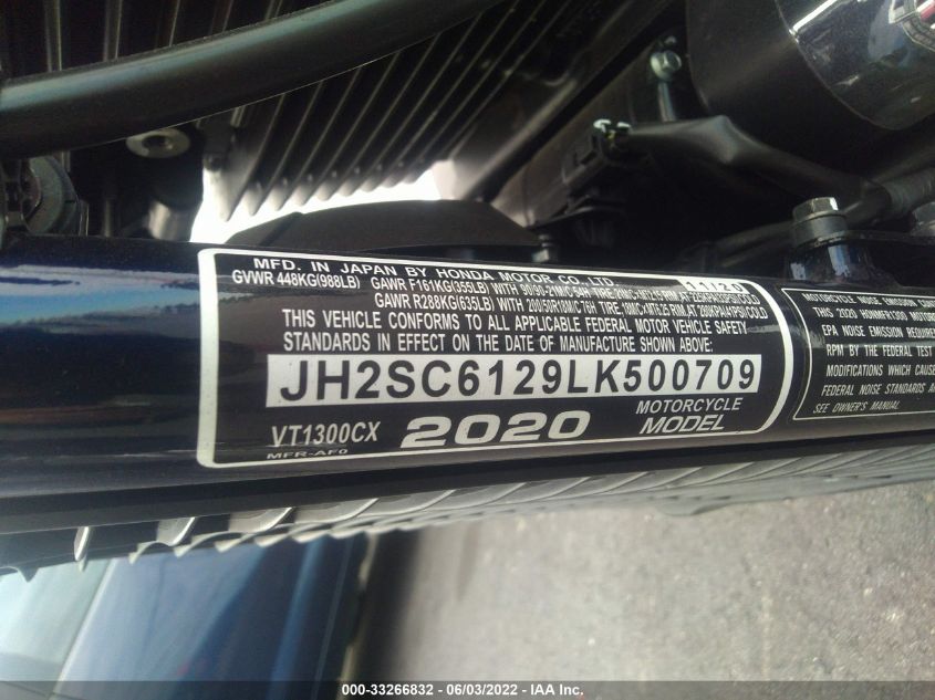 2020 HONDA VT1300 CX JH2SC6129LK500709