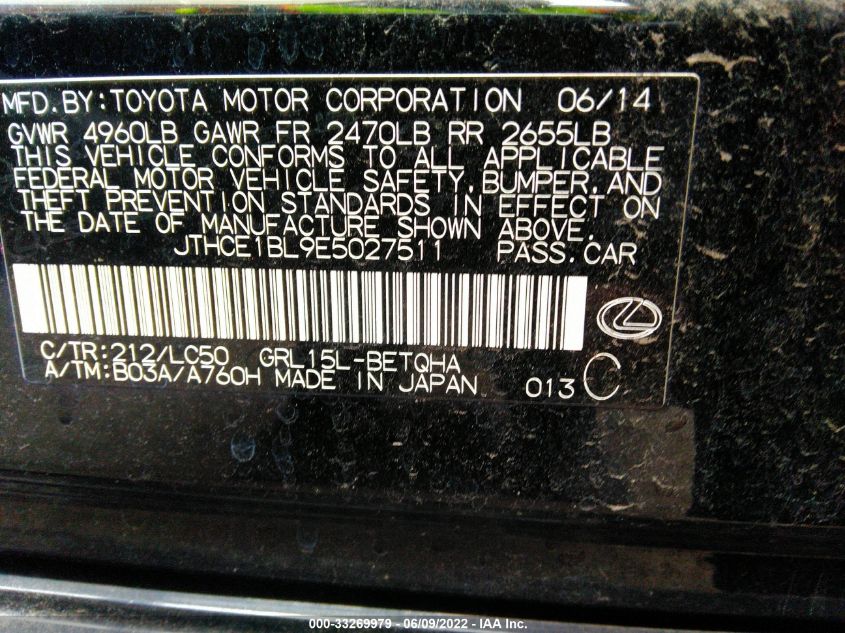 2014 LEXUS GS 350 JTHCE1BL9E5027511