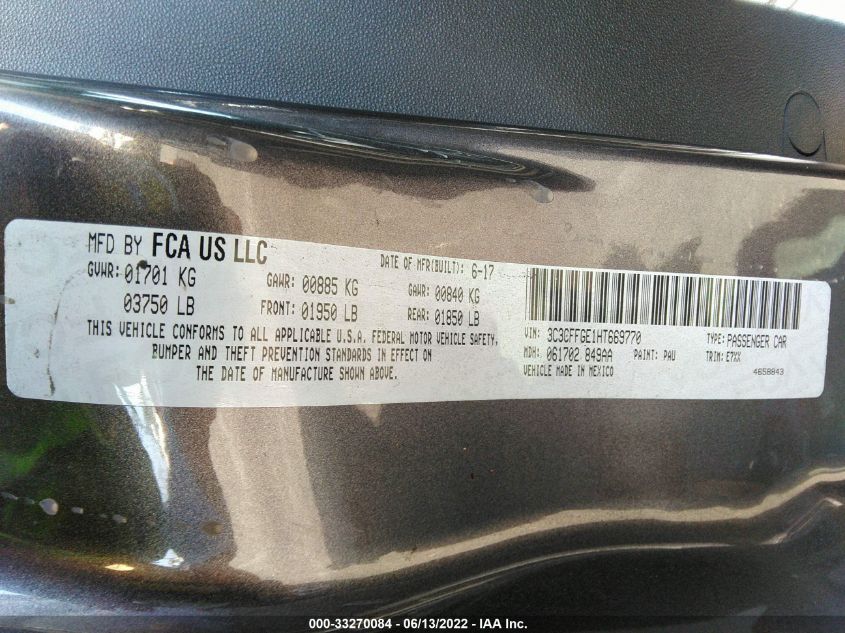 2017 FIAT 500E 3C3CFFGE1HT669770