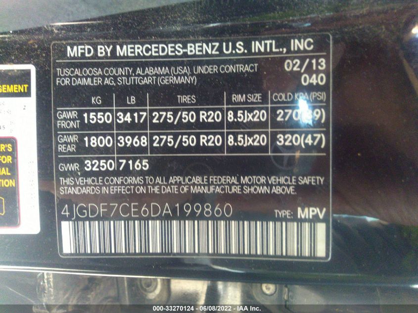 2013 MERCEDES-BENZ GL-CLASS GL 450 4JGDF7CE6DA199860