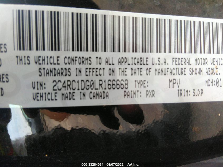 2020 CHRYSLER VOYAGER LXI 2C4RC1DG0LR166668