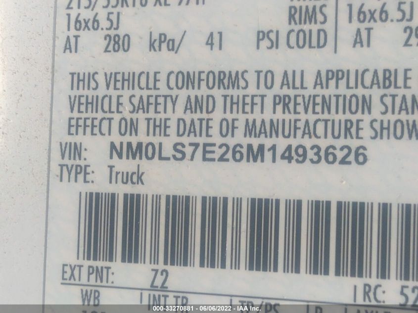 2021 FORD TRANSIT CONNECT VAN XL NM0LS7E26M1493626
