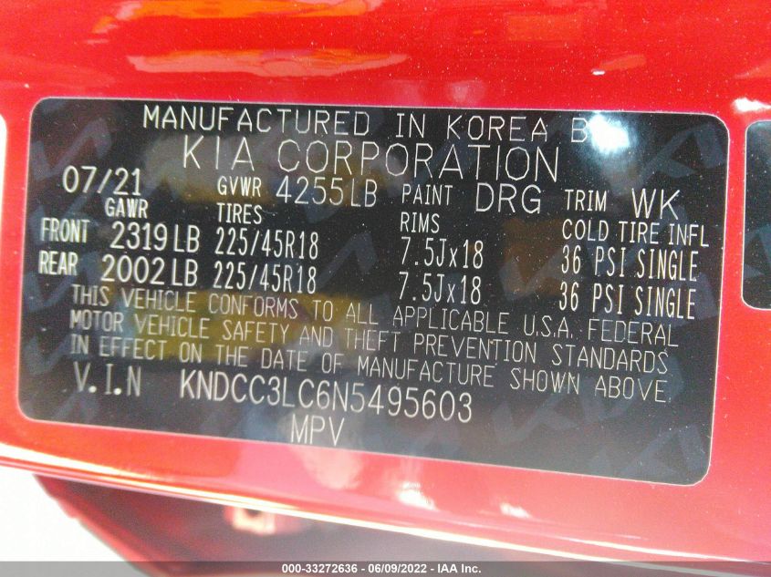2022 KIA NIRO TOURING SE KNDCC3LC6N5495603