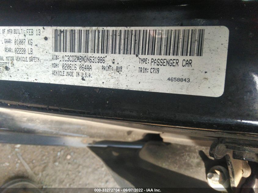 2013 DODGE AVENGER SE 1C3CDZABXDN631986
