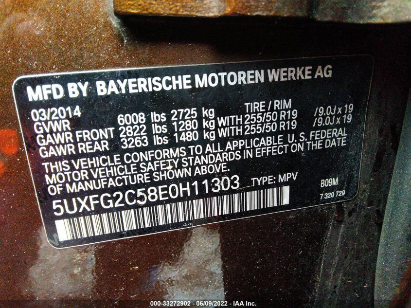 2014 BMW X6 XDRIVE35I 5UXFG2C58E0H11303