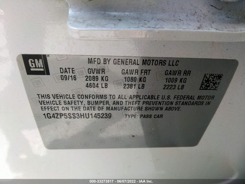 2017 BUICK LACROSSE ESSENCE 1G4ZP5SS3HU145239