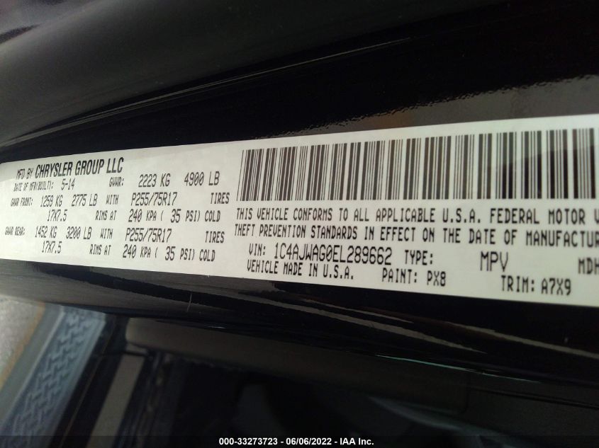 2014 JEEP WRANGLER SPORT 1C4AJWAG0EL289662