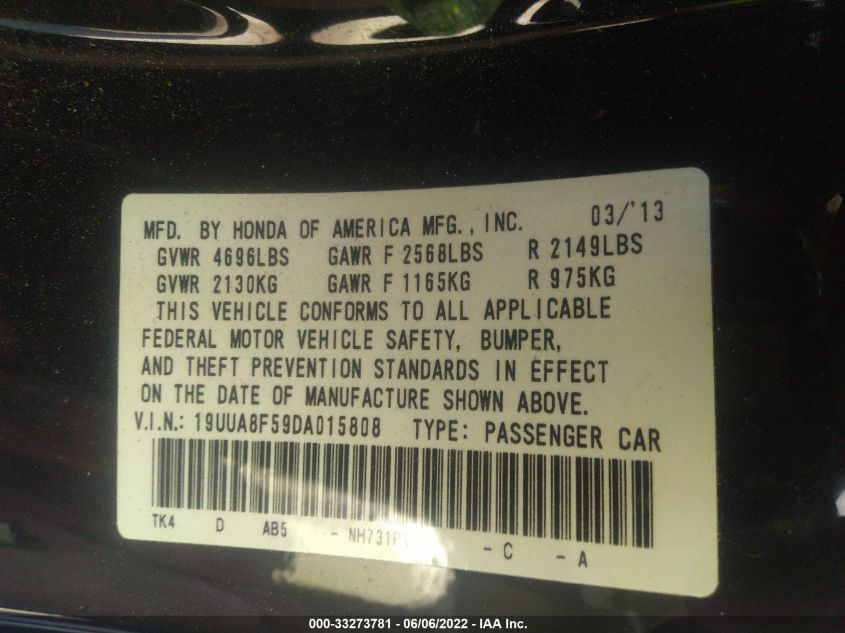 2013 ACURA TL TECH 19UUA8F59DA015808