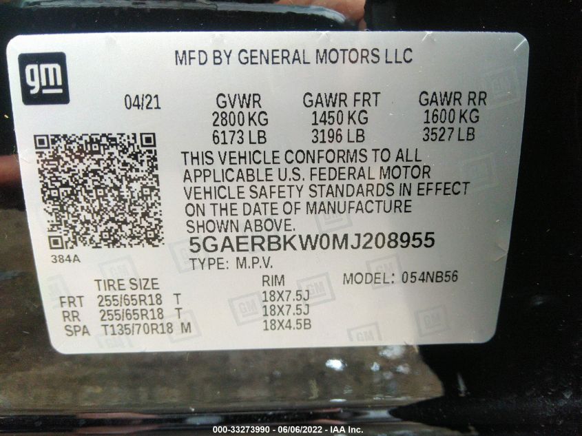 2021 BUICK ENCLAVE ESSENCE 5GAERBKW0MJ208955