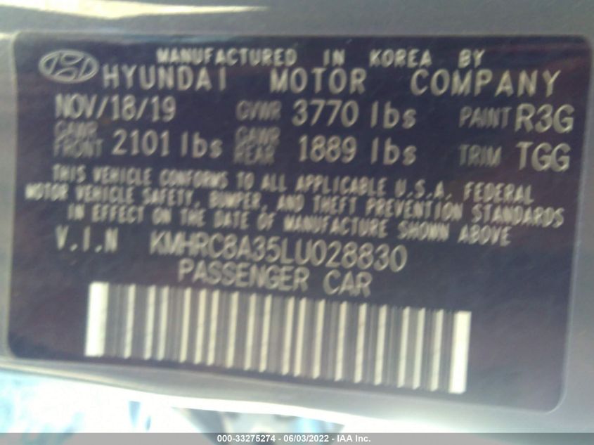2020 HYUNDAI VENUE SEL KMHRC8A35LU028830