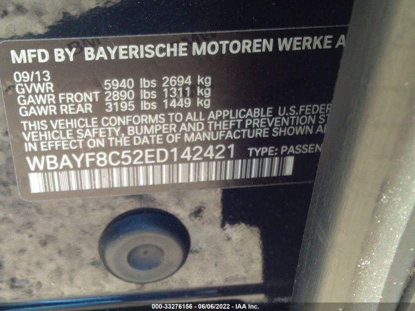 2014 BMW 7 SERIES 750LI XDRIVE WBAYF8C52ED142421