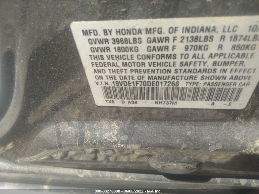 2013 ACURA ILX TECH PKG 19VDE1F70DE017268