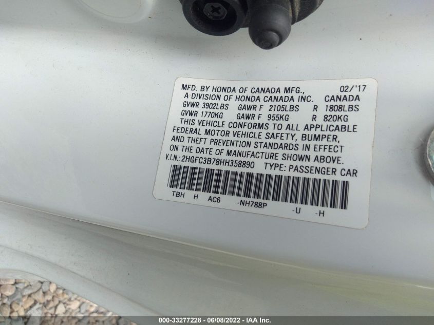 2017 HONDA CIVIC COUPE EX-L 2HGFC3B78HH358890