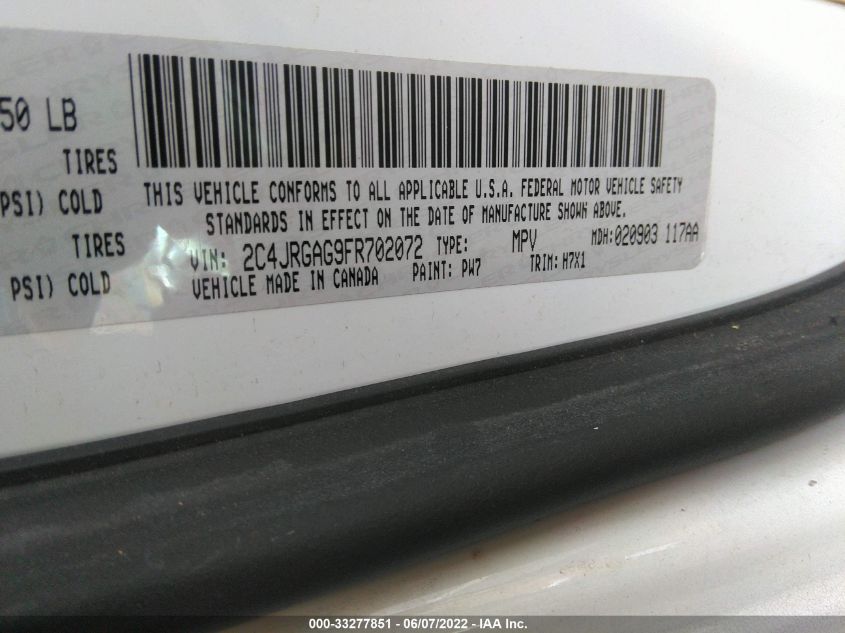 2015 RAM CARGO VAN TRADESMAN 2C4JRGAG9FR702072