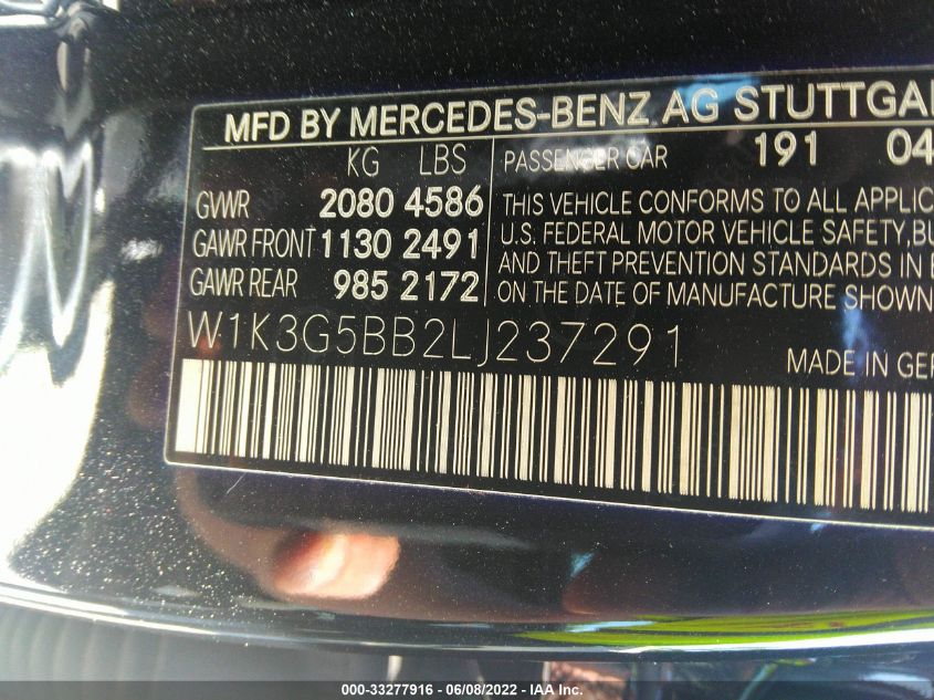 2020 MERCEDES-BENZ A-CLASS AMG A 35 W1K3G5BB2LJ237291