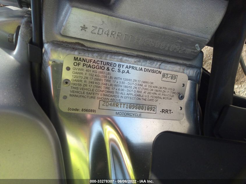 2009 APRILIA TUONO 1000 ZD4RRTT109S001092