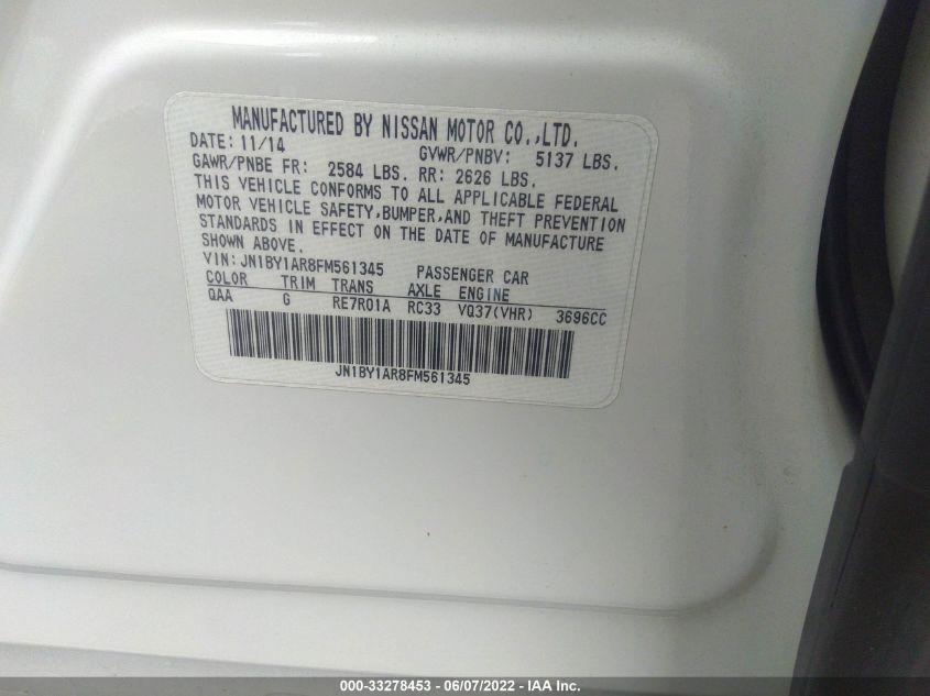 2015 INFINITI Q70 JN1BY1AR8FM561345