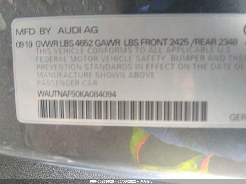 2019 AUDI A5 COUPE PREMIUM PLUS WAUTNAF50KA084094