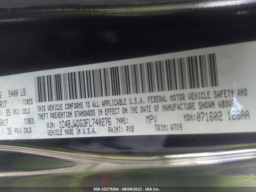 2015 JEEP WRANGLER UNLIMITED SPORT 1C4BJWDG3FL740276