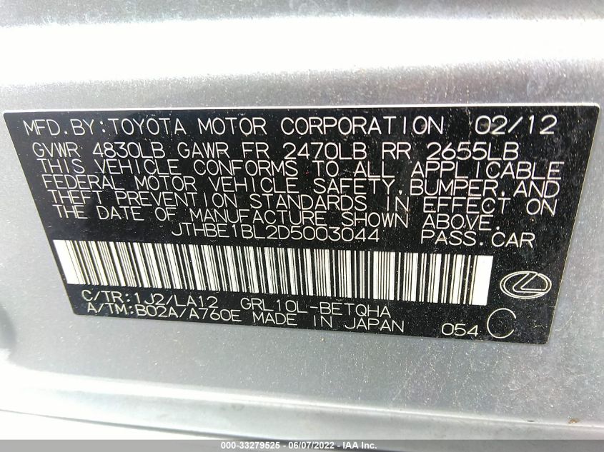 2013 LEXUS GS 350 350 JTHBE1BL2D5003044