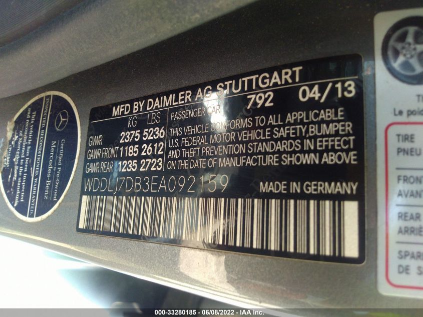 2014 MERCEDES-BENZ CLS-CLASS 550 WDDLJ7DB3EA092159
