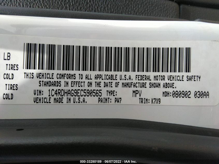 2014 DODGE DURANGO SXT 1C4RDHAG9EC590565