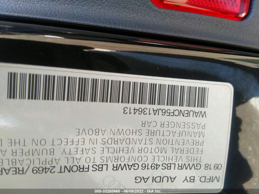 2018 AUDI A5 SPORTBACK PREMIUM PLUS WAUENCF56JA136413