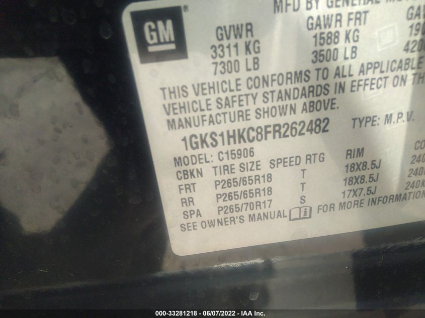 2015 GMC YUKON XL SLT 1GKS1HKC8FR262482