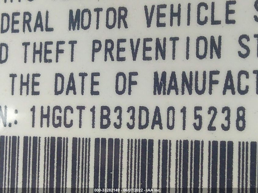 2013 HONDA ACCORD CPE LX-S 1HGCT1B33DA015238