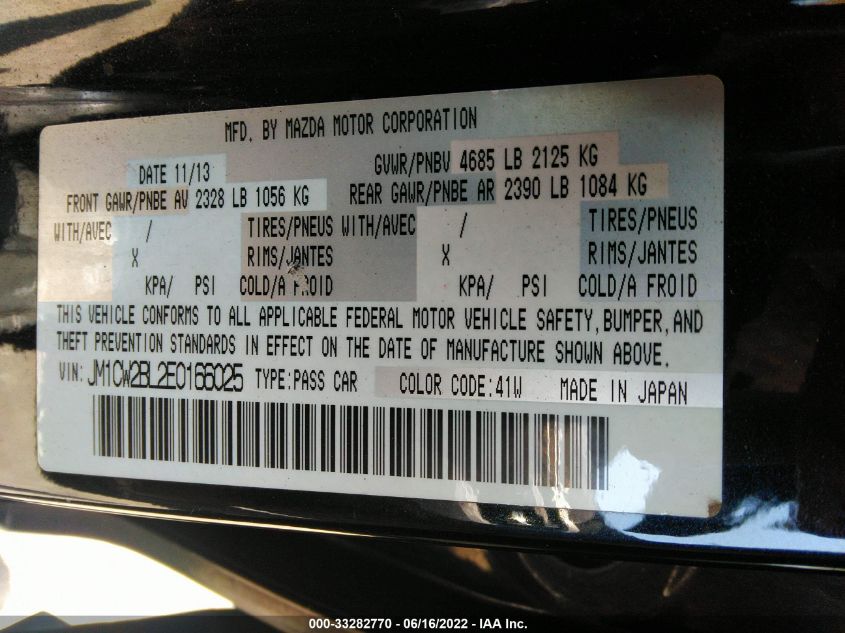 2014 MAZDA MAZDA5 SPORT JM1CW2BL2E0166025