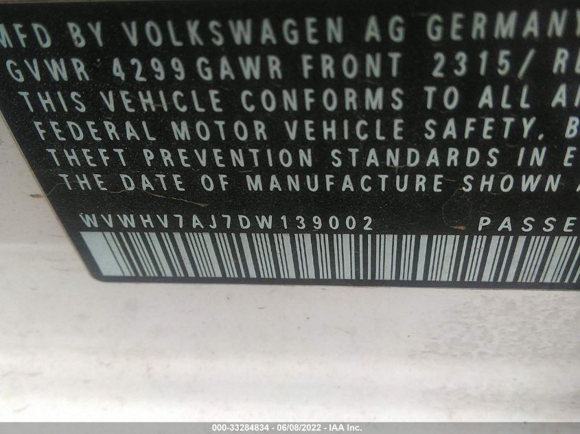 2013 VOLKSWAGEN GTI DRIVER'S EDITION WVWHV7AJ7DW139002