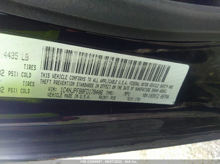 2015 JEEP PATRIOT LATITUDE 1C4NJPFB8FD178406