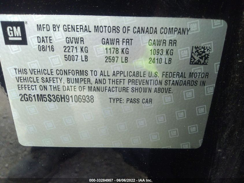 2017 CADILLAC XTS LUXURY 2G61M5S36H9106938