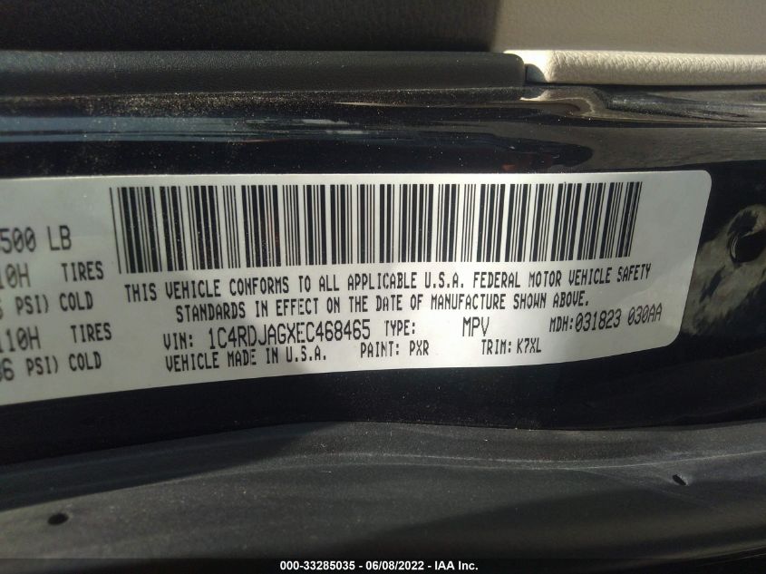 2014 DODGE DURANGO SXT 1C4RDJAGXEC468465