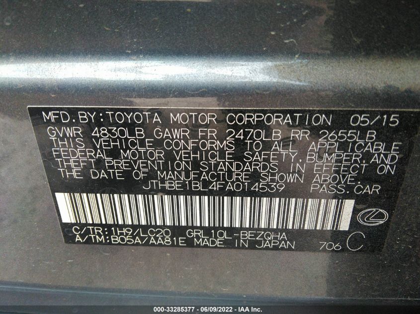 2015 LEXUS GS 350 350 JTHBE1BL4FA014539