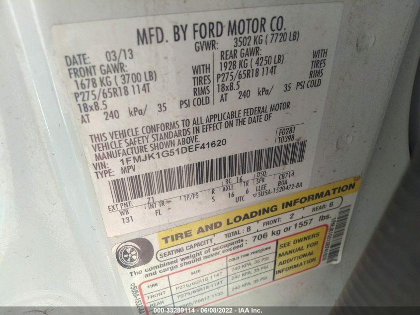 2013 FORD EXPEDITION EL XL 1FMJK1G51DEF41620