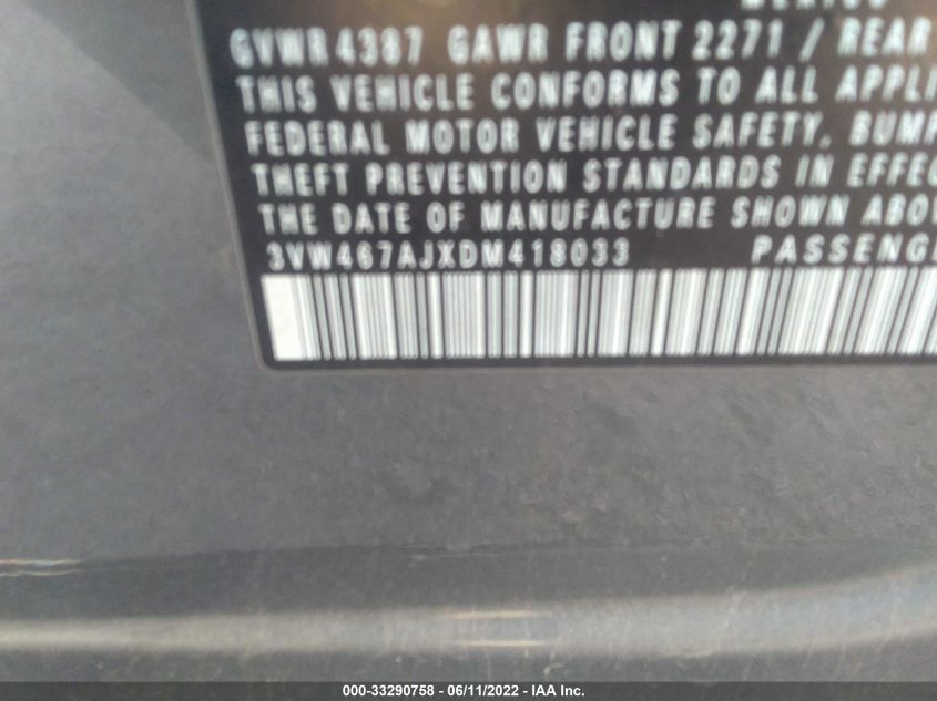 2013 VOLKSWAGEN GLI GLI 3VW467AJXDM418033
