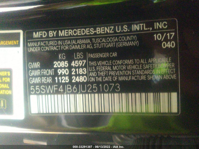 2018 MERCEDES-BENZ C-CLASS C 300 55SWF4JB6JU251073