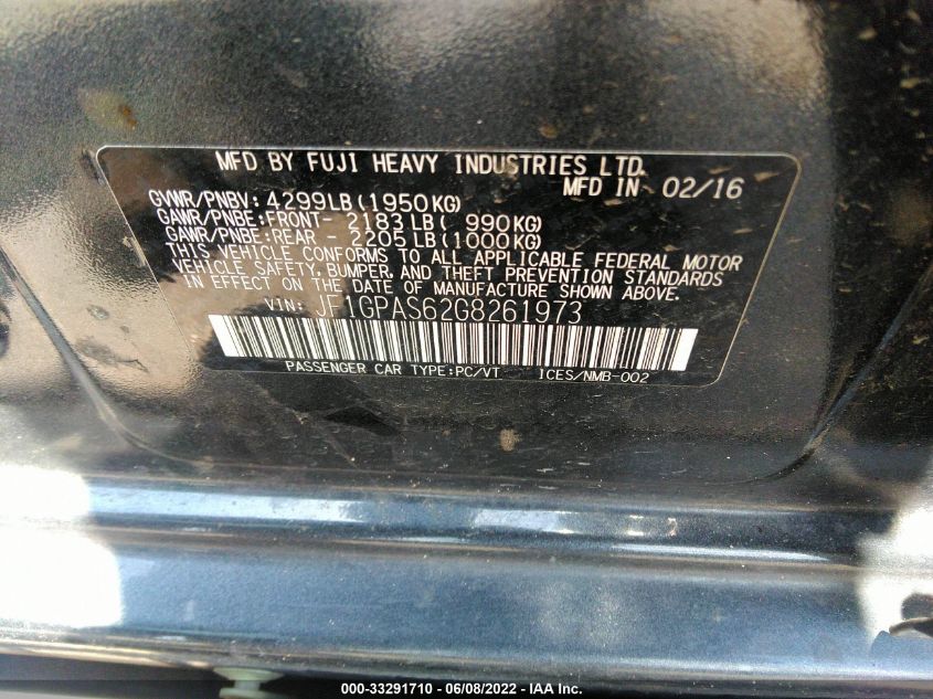 2016 SUBARU IMPREZA WAGON 2.0I SPORT PREMIUM JF1GPAS62G8261973