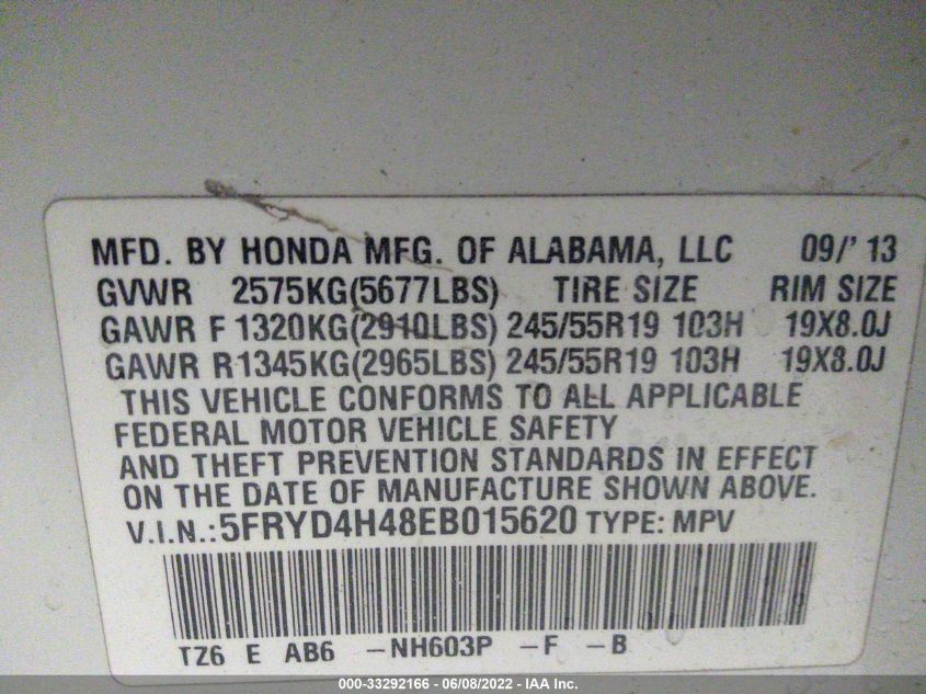 2014 ACURA MDX TECHNOLOGY 5FRYD4H48EB015620