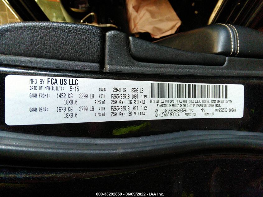 2015 JEEP GRAND CHEROKEE LIMITED 1C4RJFBG9FC865526