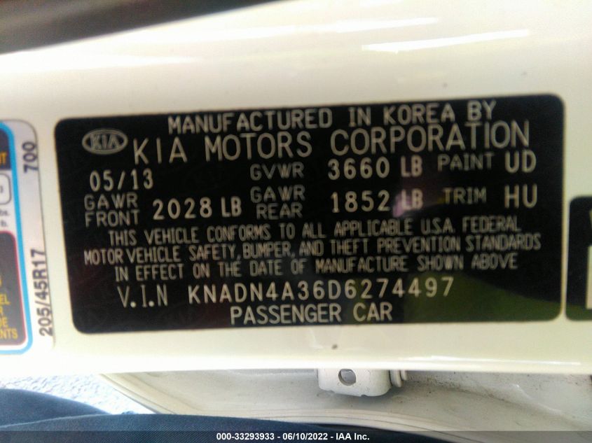 2013 KIA RIO SX KNADN4A36D6274497