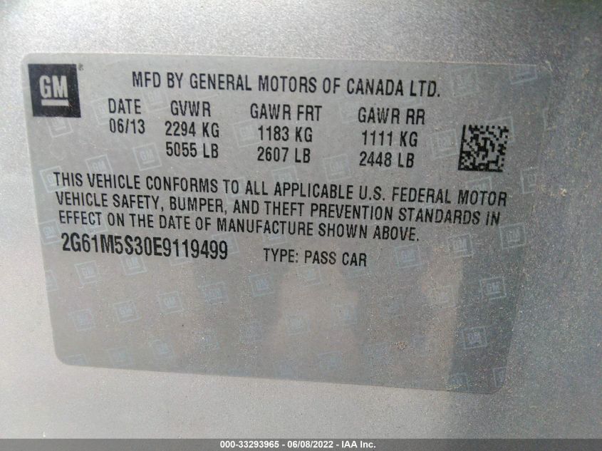 2014 CADILLAC XTS LUXURY 2G61M5S30E9119499