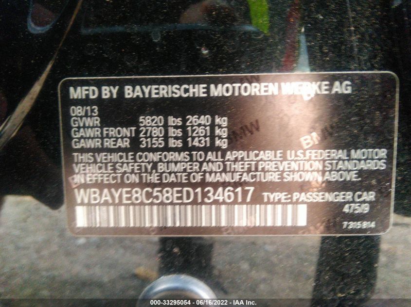 2014 BMW 7 SERIES 750LI WBAYE8C58ED134617