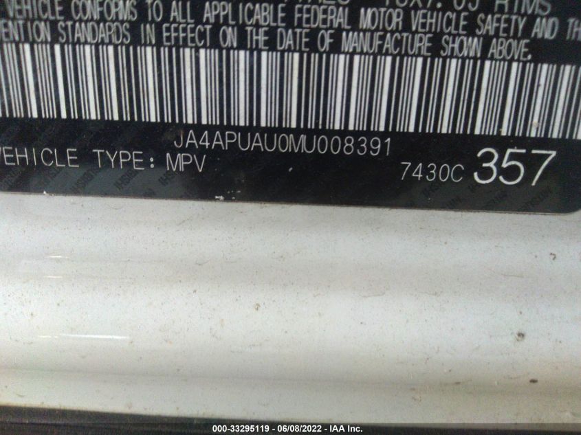 2021 MITSUBISHI OUTLANDER SPORT ES/LE/BE/S JA4APUAU0MU008391