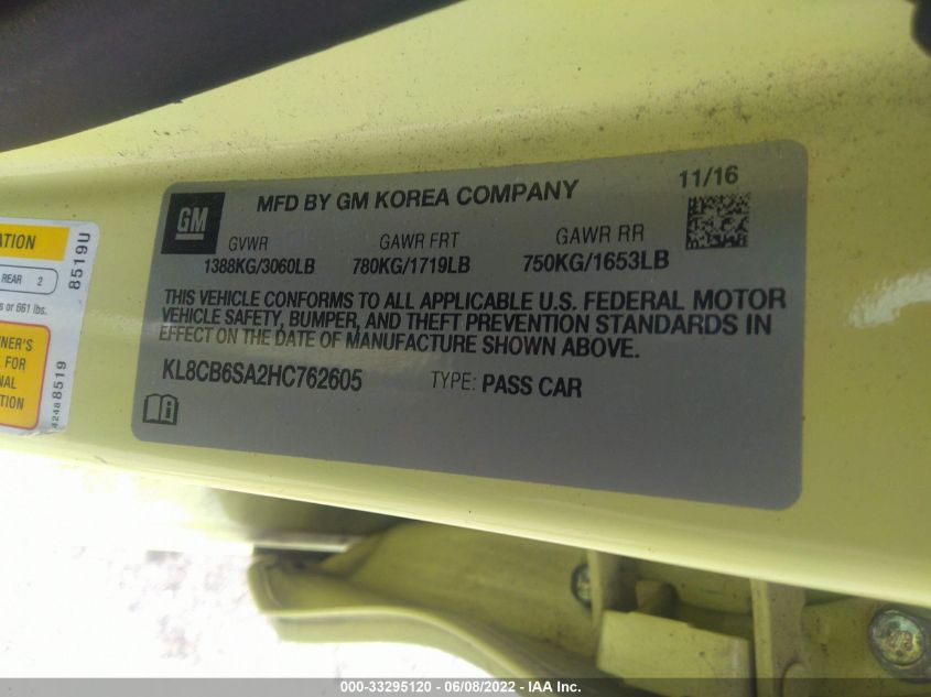2017 CHEVROLET SPARK LS KL8CB6SA2HC762605