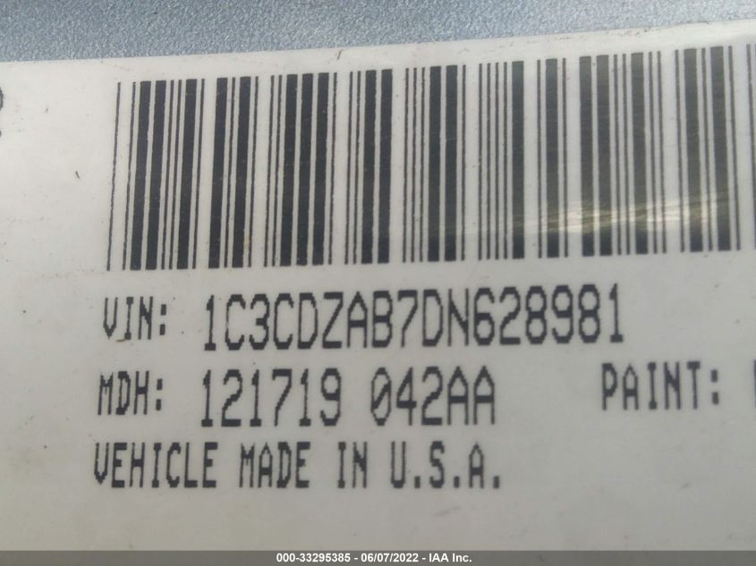2013 DODGE AVENGER SE 1C3CDZAB7DN628981